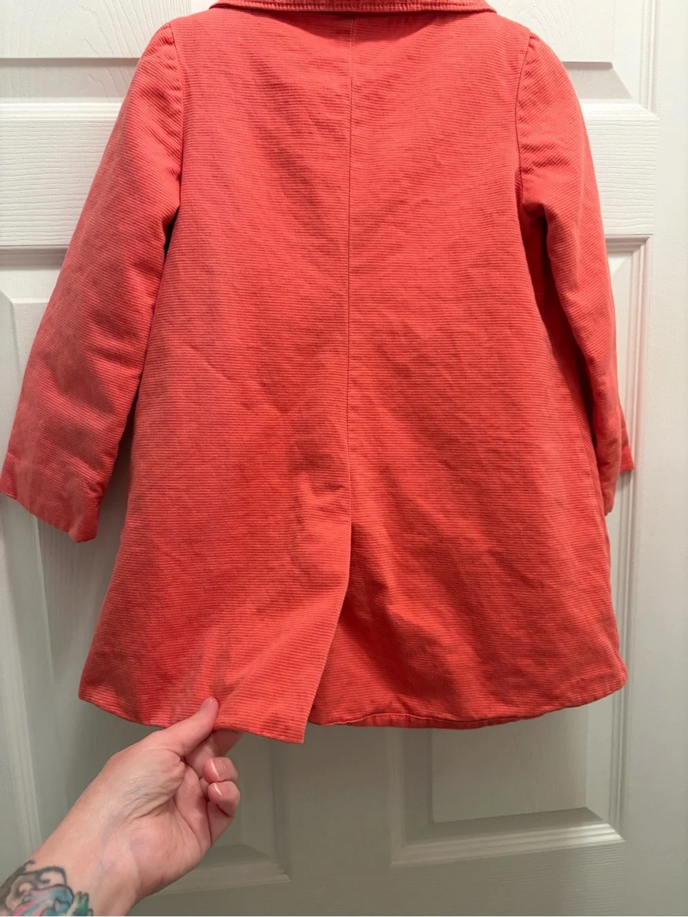 BabyGap Girls Size 5 Coral Corduroy Coat Flower Button Lined Jacket